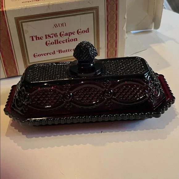 Avon Butter Dish from the 1876 Cape Cod Collection Ruby Red - Picture 4 of 4
